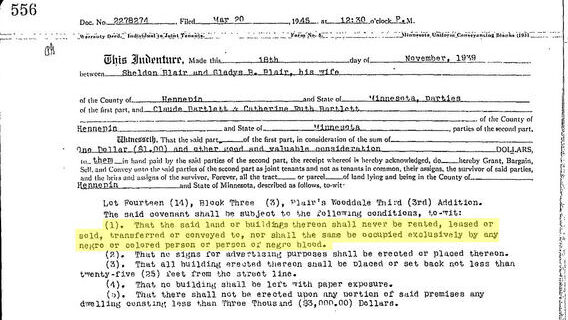 This is an image showing an example of one of the historical deeds that Mapping Prejudice examines for racial covenants. 
